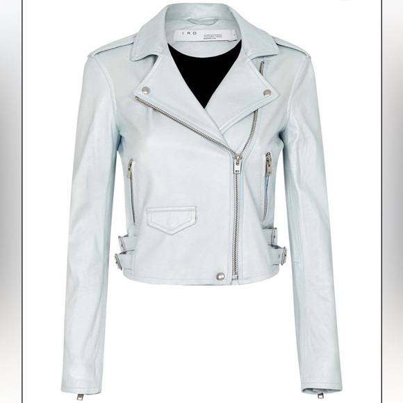 NWOT IRO Blue Asheville Leather Moto Jacket- Size 36